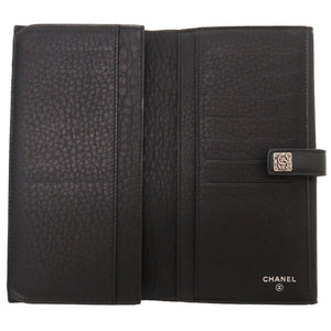 美品 シャネル レザー 15番台 ブラック 黒 Ｗホック長財布 財布 0102【中古】CHANEL