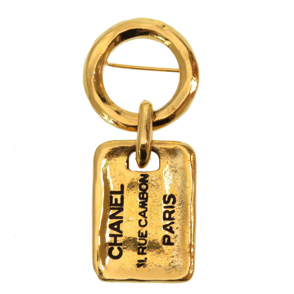 美品 シャネル カンボン ロゴ プレート メタル ヴィンテージ ゴールド ブローチ 0106【中古】CHANEL