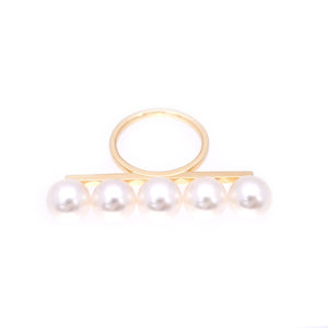 美品 タサキ バランス シグネチャー 5Pパール アコヤ真珠/K18YG リング 指輪 12号 750 パール 0111【中古】TASAKI 田崎真珠 レディース