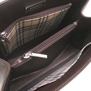 未使用 バーバリー レザー ブラウン チェック ハンドバッグ バッグ 茶 0117 【中古】 BURBERRY