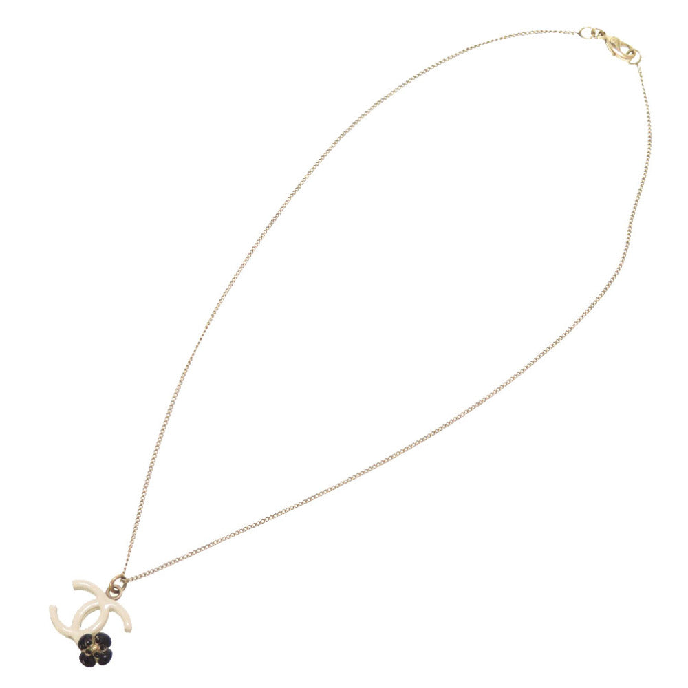 美品 シャネル カメリア ココマーク ホワイト ゴールド ネックレス アクセサリー 白 0118 【中古】 CHANEL