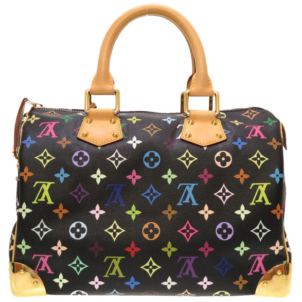 美品 ルイ ヴィトン モノグラム マルチカラー スピーディ30  ノワール M92642 ハンドバッグ バッグ 黒  LV 0119 【中古】 LOUIS VUITTON