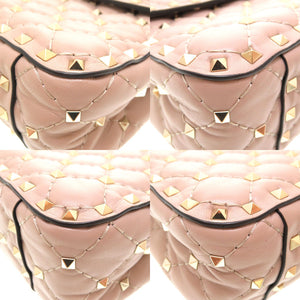 新品同様 ヴァレンティノ ガラヴァーニ ロックスタッズ レザー パープル ショルダーバッグ バッグ 0012 【中古】 Valentino Garavani