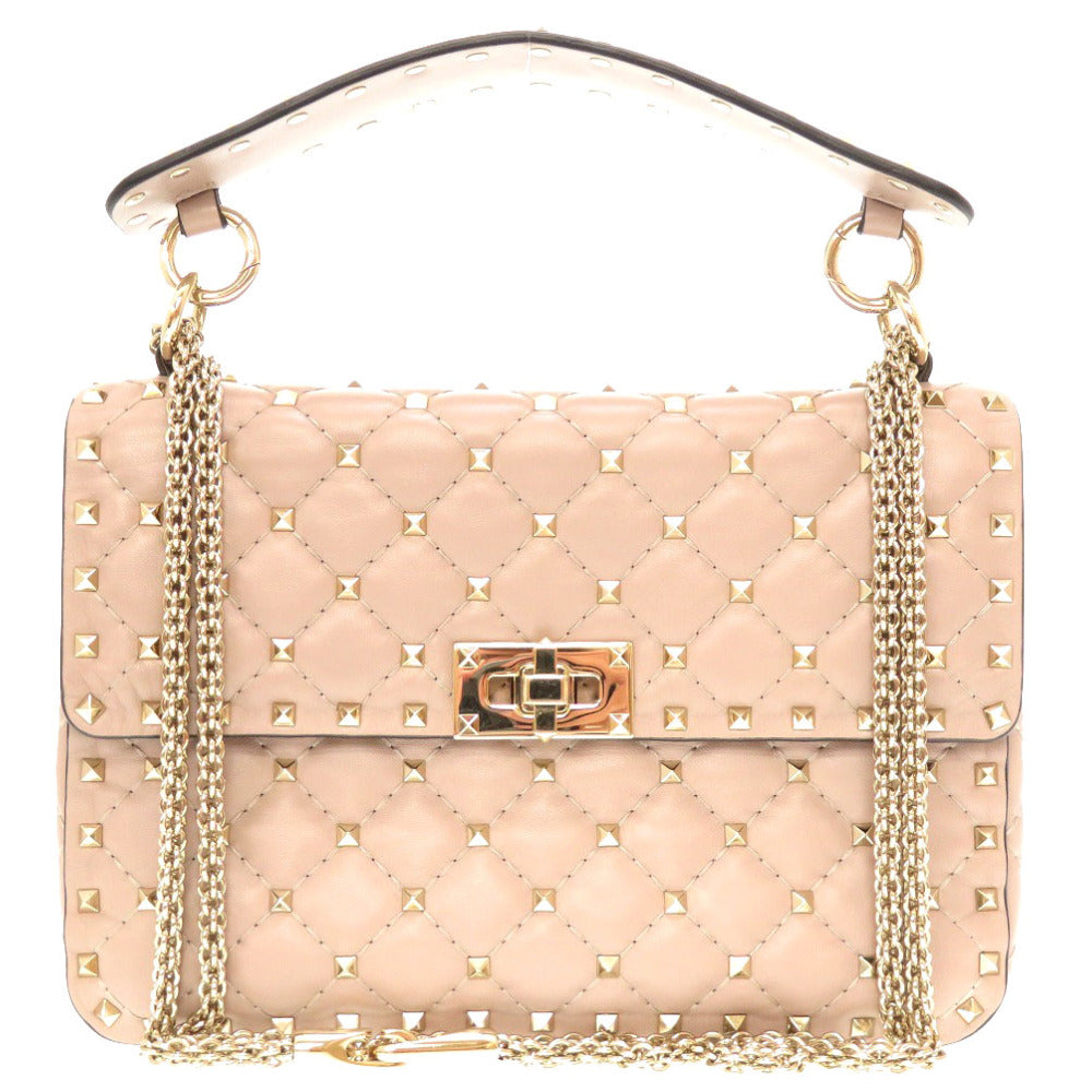 新品同様 ヴァレンティノ ガラヴァーニ ロックスタッズ レザー パープル ショルダーバッグ バッグ 0012 【中古】 Valentino Garavani