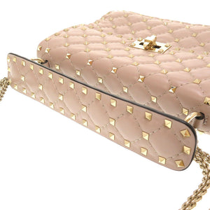 新品同様 ヴァレンティノ ガラヴァーニ ロックスタッズ レザー パープル ショルダーバッグ バッグ 0012 【中古】 Valentino Garavani