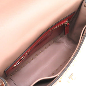 新品同様 ヴァレンティノ ガラヴァーニ ロックスタッズ レザー パープル ショルダーバッグ バッグ 0012 【中古】 Valentino Garavani