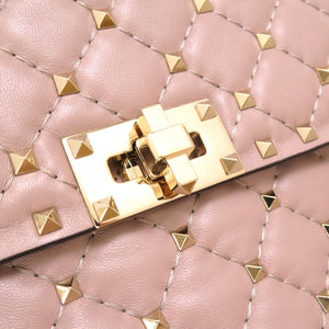 新品同様 ヴァレンティノ ガラヴァーニ ロックスタッズ レザー パープル ショルダーバッグ バッグ 0012 【中古】 Valentino Garavani