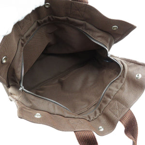 美品 エルメス エールライン トートMM キャンバス シルバー金具 ブラウン トートバッグ 0001【中古】HERMES