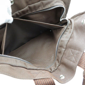 美品 エルメス エールライン トートMM キャンバス シルバー金具 ブラウン トートバッグ 0001【中古】HERMES