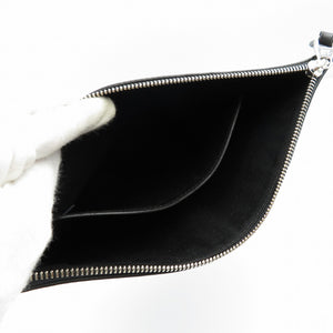 新品同様 ダンヒル エンジンターン PVCコーティングキャンバス シルバー金具 ブラック グレー クラッチバッグ 0002【中古】dunhill