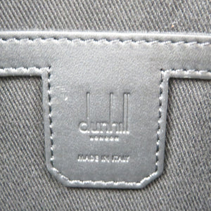 新品同様 ダンヒル エンジンターン PVCコーティングキャンバス シルバー金具 ブラック グレー クラッチバッグ 0002【中古】dunhill