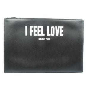 新品同様 ジバンシィ I FEEL LOVE カーフ シルバー金具 ブラック ホワイト クラッチバッグ 0003【中古】GIVENCHY