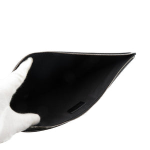 新品同様 ジバンシィ I FEEL LOVE カーフ シルバー金具 ブラック ホワイト クラッチバッグ 0003【中古】GIVENCHY