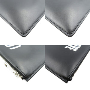 新品同様 ジバンシィ I FEEL LOVE カーフ シルバー金具 ブラック ホワイト クラッチバッグ 0003【中古】GIVENCHY