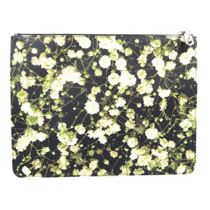 新品同様 ジバンシィ 花柄 PVC シルバー金具 ブラック ホワイト クラッチバッグ 0004【中古】GIVENCHY