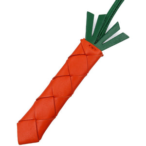 美品 ボッテガヴェネタ にんじん ラムレザー メタル ゴールド金具 オレンジ グリーン キーホルダー 0007【中古】BOTTEGA VENETA