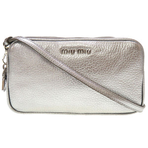 新品同様 ミュウミュウ マドラス レザー シルバー シルバー金具 5ZH011 ショルダーバッグ バッグ 銀 0012 【中古】 MIUMIU