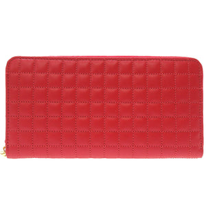 未使用 セリーヌ レザー レッド ゴールド金具 10B553BFL ラウンドファスナー 長財布 財布 赤 0014 【中古】 CELINE