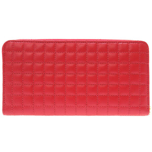 未使用 セリーヌ レザー レッド ゴールド金具 10B553BFL ラウンドファスナー 長財布 財布 赤 0014 【中古】 CELINE