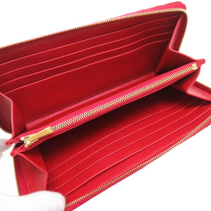 未使用 セリーヌ レザー レッド ゴールド金具 10B553BFL ラウンドファスナー 長財布 財布 赤 0014 【中古】 CELINE