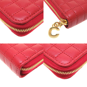 未使用 セリーヌ レザー レッド ゴールド金具 10B553BFL ラウンドファスナー 長財布 財布 赤 0014 【中古】 CELINE
