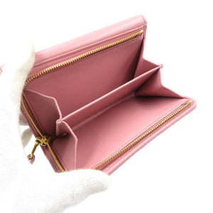 新品同様 ミュウミュウ マトラッセ 5ML225 L字ファスナー ラムスキン ゴールド金具 ローズ ピンク 二つ折り財布 0014【中古】miu miu