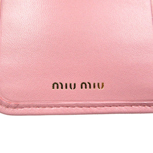 新品同様 ミュウミュウ マトラッセ 5ML225 L字ファスナー ラムスキン ゴールド金具 ローズ ピンク 二つ折り財布 0014【中古】miu miu