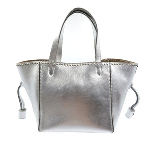 美品 ジェイアンドエムデヴィッドソン ベルミニ カーフ スウェード シルバー金具 シルバー ハンドバッグ 0018【中古】J&M DAVIDSON