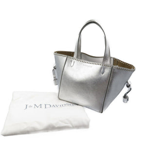 美品 ジェイアンドエムデヴィッドソン ベルミニ カーフ スウェード シルバー金具 シルバー ハンドバッグ 0018【中古】J&M DAVIDSON