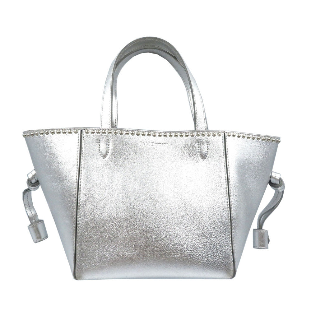 美品 ジェイアンドエムデヴィッドソン ベルミニ カーフ スウェード シルバー金具 シルバー ハンドバッグ 0018【中古】J&M DAVIDSON