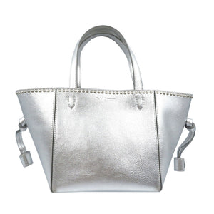 美品 ジェイアンドエムデヴィッドソン ベルミニ カーフ スウェード シルバー金具 シルバー ハンドバッグ 0018【中古】J&M DAVIDSON