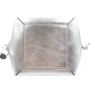 美品 ジェイアンドエムデヴィッドソン ベルミニ カーフ スウェード シルバー金具 シルバー ハンドバッグ 0018【中古】J&M DAVIDSON