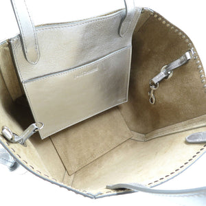 美品 ジェイアンドエムデヴィッドソン ベルミニ カーフ スウェード シルバー金具 シルバー ハンドバッグ 0018【中古】J&M DAVIDSON