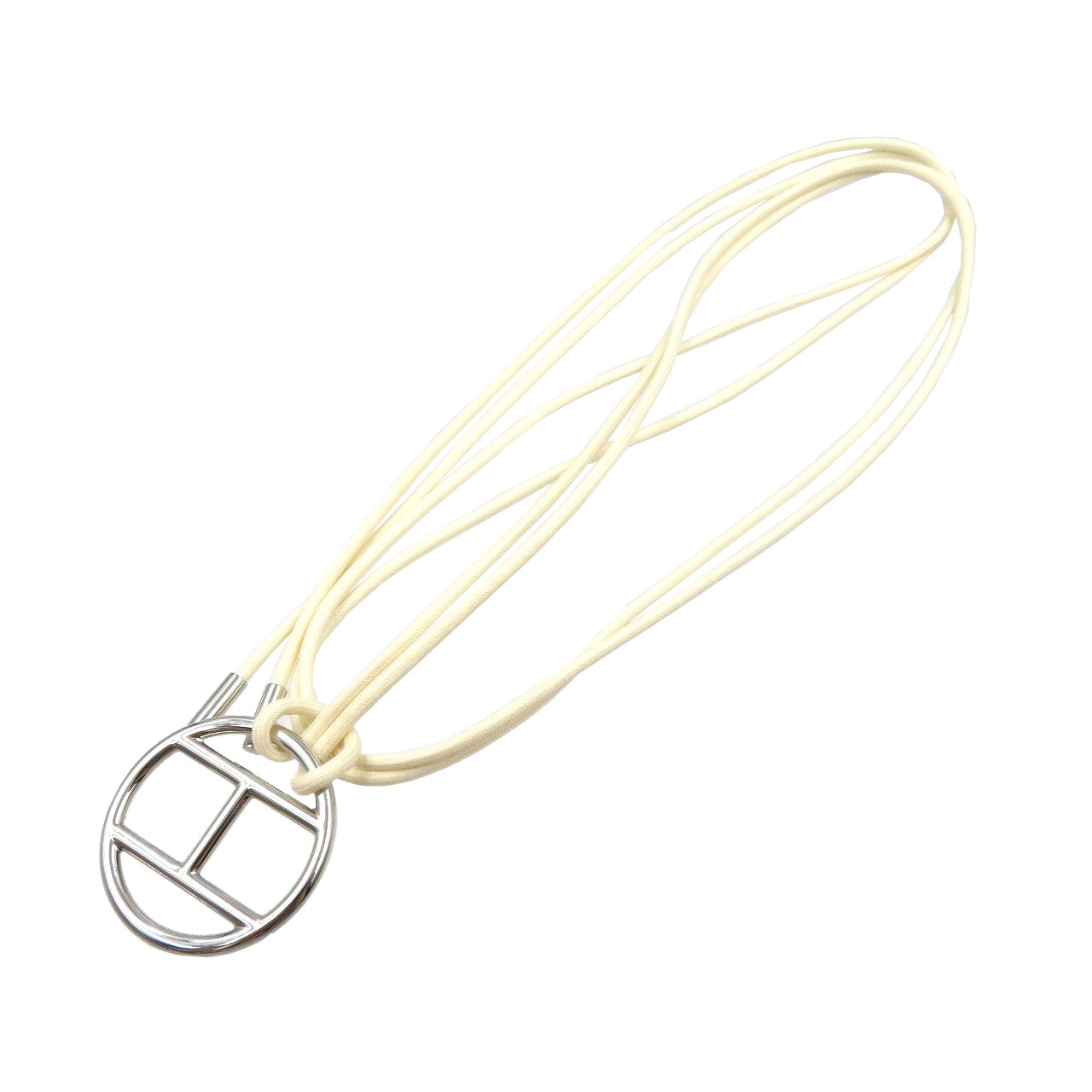 新品同様 エルメス サッシュベルト Hロゴ 紐 メタル シルバー ホワイト ブラウン ベージュ ベルト 0021【中古】HERMES