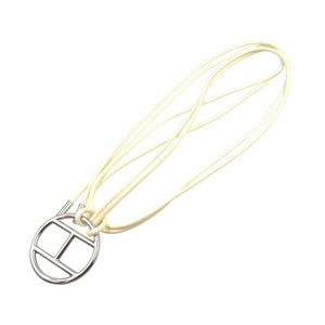 新品同様 エルメス サッシュベルト Hロゴ 紐 メタル シルバー ホワイト ブラウン ベージュ ベルト 0021【中古】HERMES