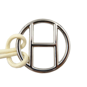 新品同様 エルメス サッシュベルト Hロゴ 紐 メタル シルバー ホワイト ブラウン ベージュ ベルト 0021【中古】HERMES