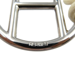 新品同様 エルメス サッシュベルト Hロゴ 紐 メタル シルバー ホワイト ブラウン ベージュ ベルト 0021【中古】HERMES