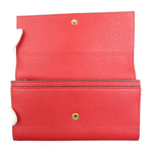 未使用 グッチ 453164 アニマリエ コンチネンンタルウォレット レザー ゴールド金具 レッド 長財布 0027【中古】GUCCI