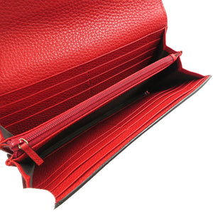 未使用 グッチ 453164 アニマリエ コンチネンンタルウォレット レザー ゴールド金具 レッド 長財布 0027【中古】GUCCI