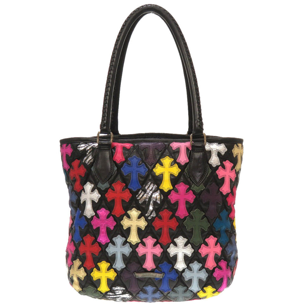 美品 クロムハーツ FSトート セメタリ―クロス マルチクロスパッチ レザー ブラック マルチカラー トートバッグ バッグ 黒 0034 【中古】 CHROME HEARTS