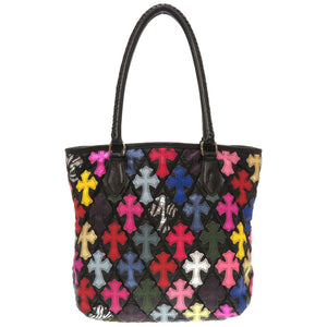 美品 クロムハーツ FSトート セメタリ―クロス マルチクロスパッチ レザー ブラック マルチカラー トートバッグ バッグ 黒 0034 【中古】 CHROME HEARTS