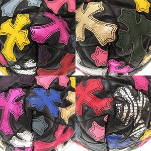 美品 クロムハーツ FSトート セメタリ―クロス マルチクロスパッチ レザー ブラック マルチカラー トートバッグ バッグ 黒 0034 【中古】 CHROME HEARTS