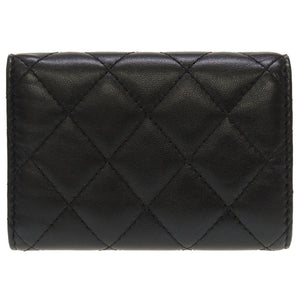 美品 シャネル スモールフラップウォレット コンパクトウォレット AP0230 25番台 ラムスキン ブラック 黒 3つ折り財布 財布 0035【中古】CHANEL