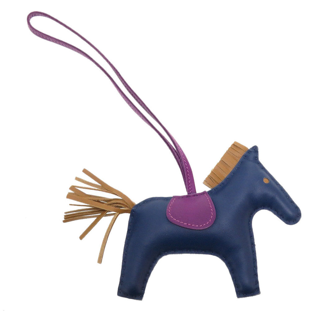 新品同様 エルメス ロデオチャームMM アニューミロ D刻印(2019年製) ブルードマルト アネモネ クラフト キーホルダー バッグチャーム 0038【中古】HERMES