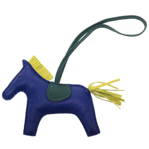 新品同様 エルメス ロデオチャームMM アニューミロ A刻印(2017年製) ブルーエレクトリック マラカイト ライム キーホルダー バッグチャーム 0039【中古】HERMES