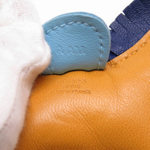 新品同様 エルメス ロデオチャームPM アニューミロ A刻印(2017年製) ナチュラルサブレ ブルーサフィール セレステ キーホルダー バッグチャーム 0040【中古】HERMES