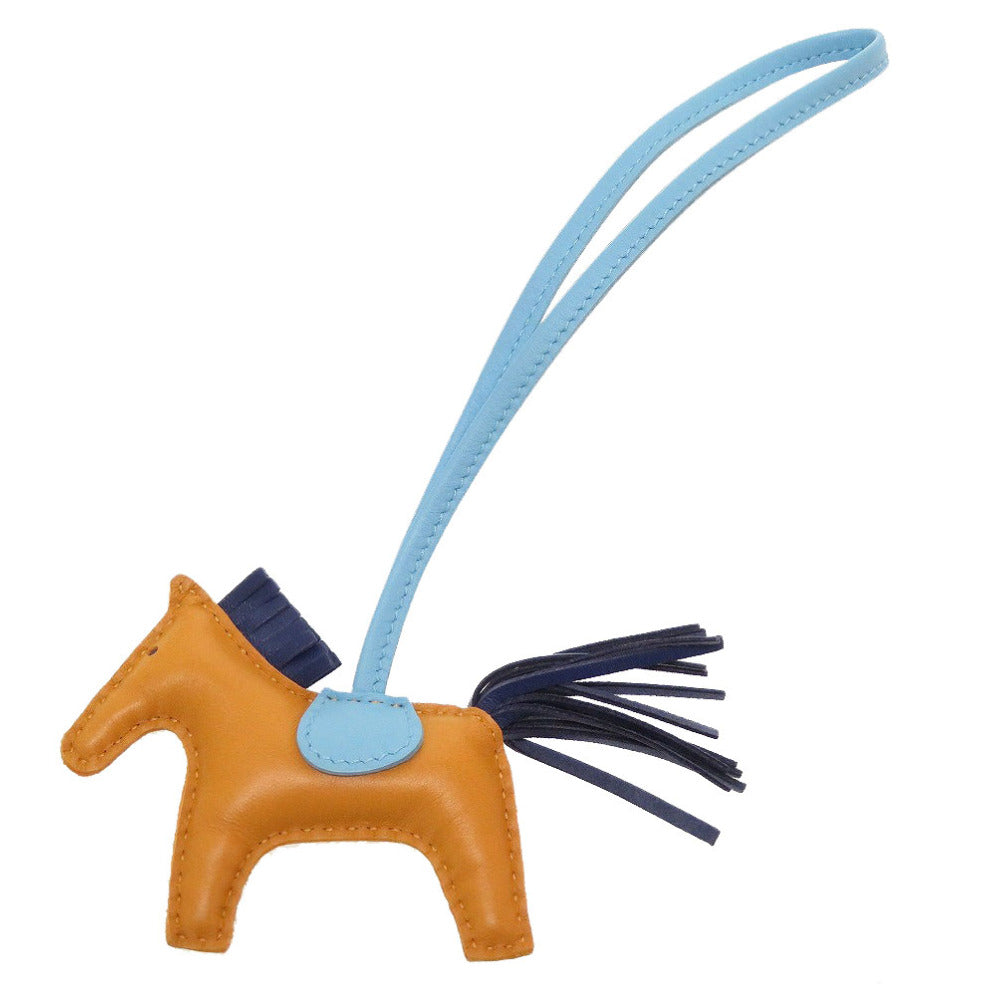 新品同様 エルメス ロデオチャームPM アニューミロ D刻印(2019年製) ナチュラルサブレ セレステ ブルーサフィール キーホルダー バッグチャーム 0041【中古】HERMES