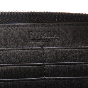 未使用 フルラ 猫 キャット レザー ブラック 977901 ラウンドファスナー 長財布 財布 黒 0046 【中古】 FURLA