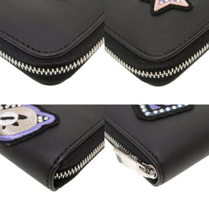 未使用 フルラ 猫 キャット レザー ブラック 977901 ラウンドファスナー 長財布 財布 黒 0046 【中古】 FURLA