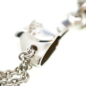 エルメス ギャロップ ダイヤ 2連チェーン シルバー 925 ネックレス ダイヤモンド アクセサリー 0053【中古】HERMES ジュエリー